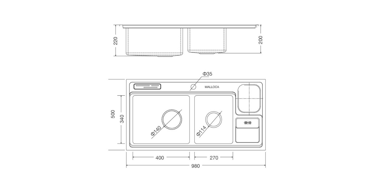 Chậu rửa chén Malloca MS 8804