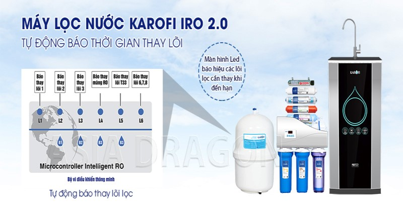 Máy lọc nước Karofi IRO 2.0 có màn hình cảm ứng và tính năng tự động thông minh