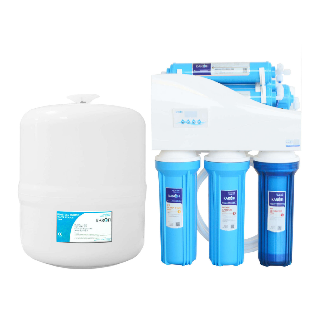Máy lọc nước Karofi Plus có công nghệ lọc RO với hệ thống 7-9 lõi lọc