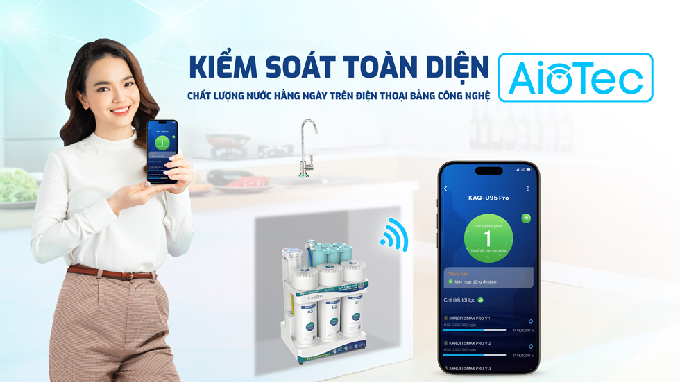 Máy lọc nước Karofi KAQ-U95 Pro RO công nghệ Aiotec