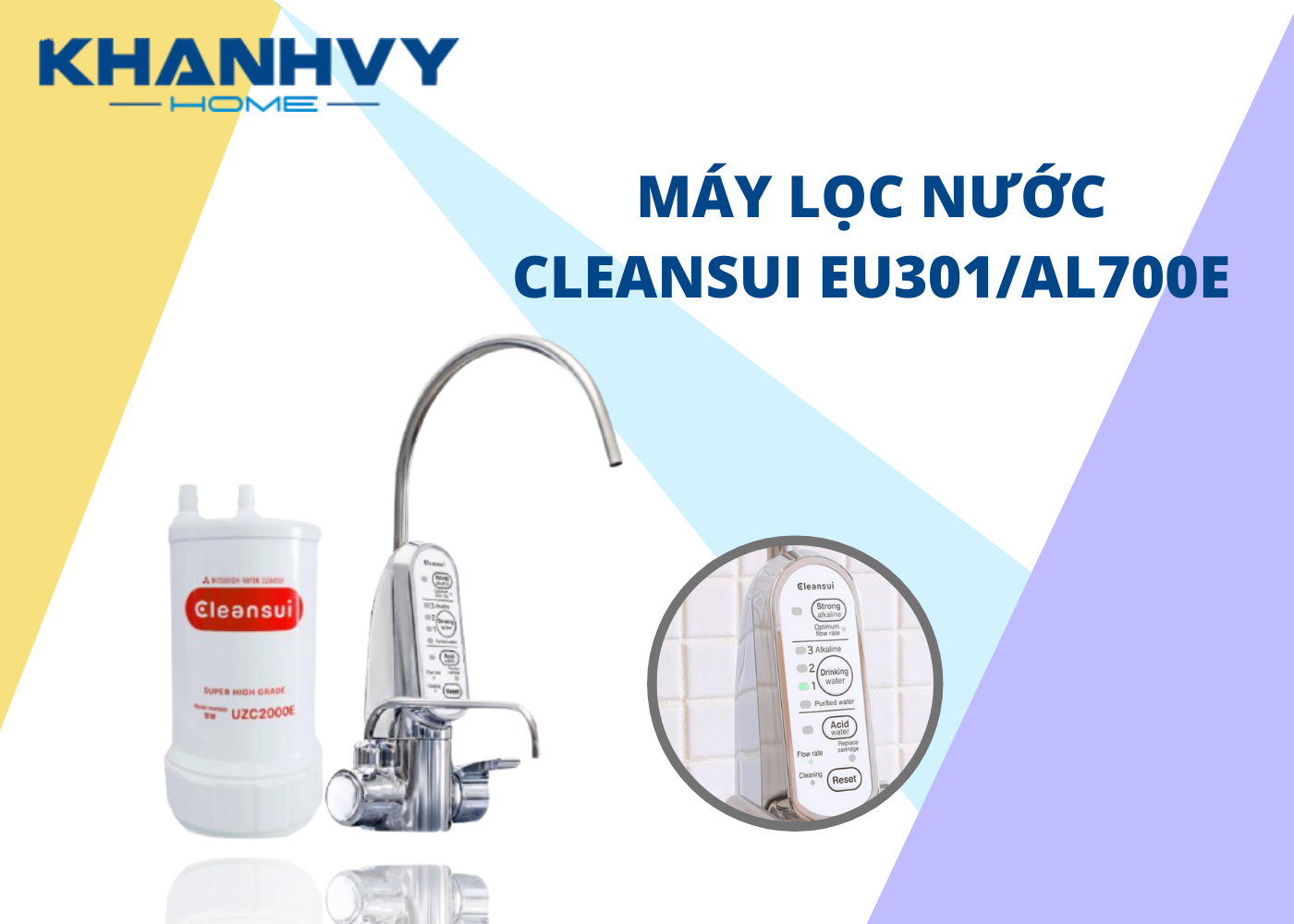Máy lọc nước Cleansui EU301AL700E tạo ion kiềm