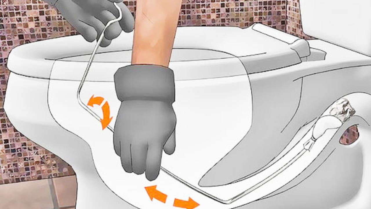 Xử lý bồn cầu bị nghẹt bằng móc phơi quần áo