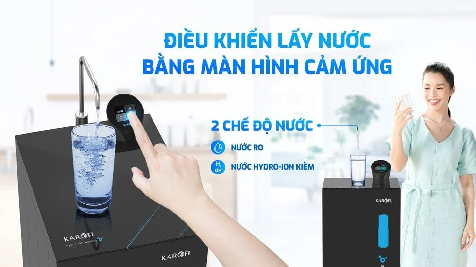 Máy lọc nước Karofi KAE-S68 Hydro-ion kiềm có 2 chế độ nước RO và Hydro-ion kiềm