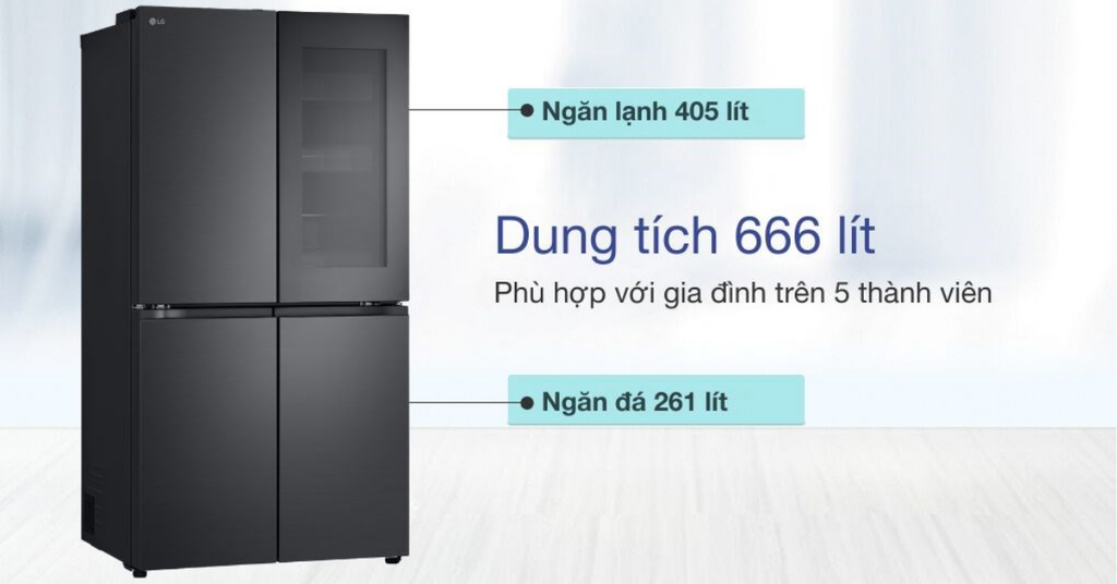 Tủ lạnh LG French door InstaView™ 666L màu đen lì LFB66BLMI