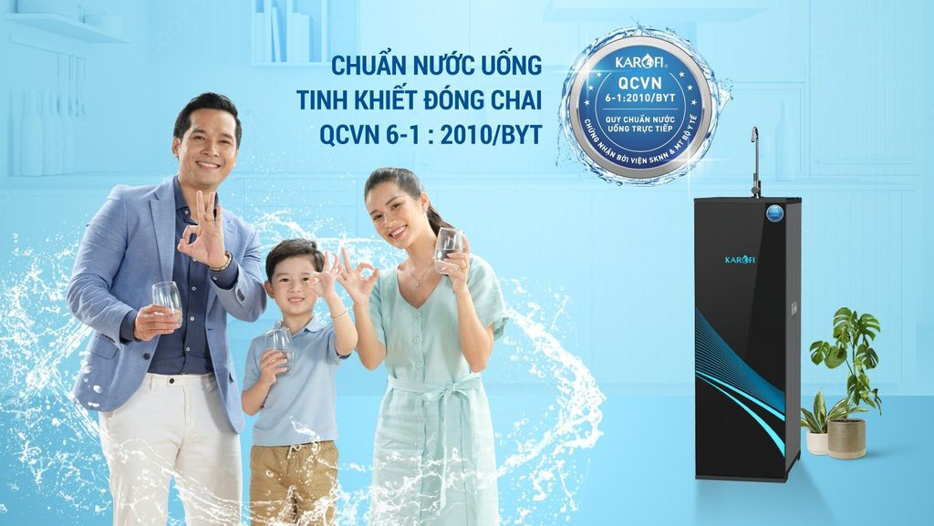 Máy lọc nước Karofi KAQ-C06 RO đạt chuẩn nước uống tinh khiết đóng chai QCVN 6-1:2010 BYT