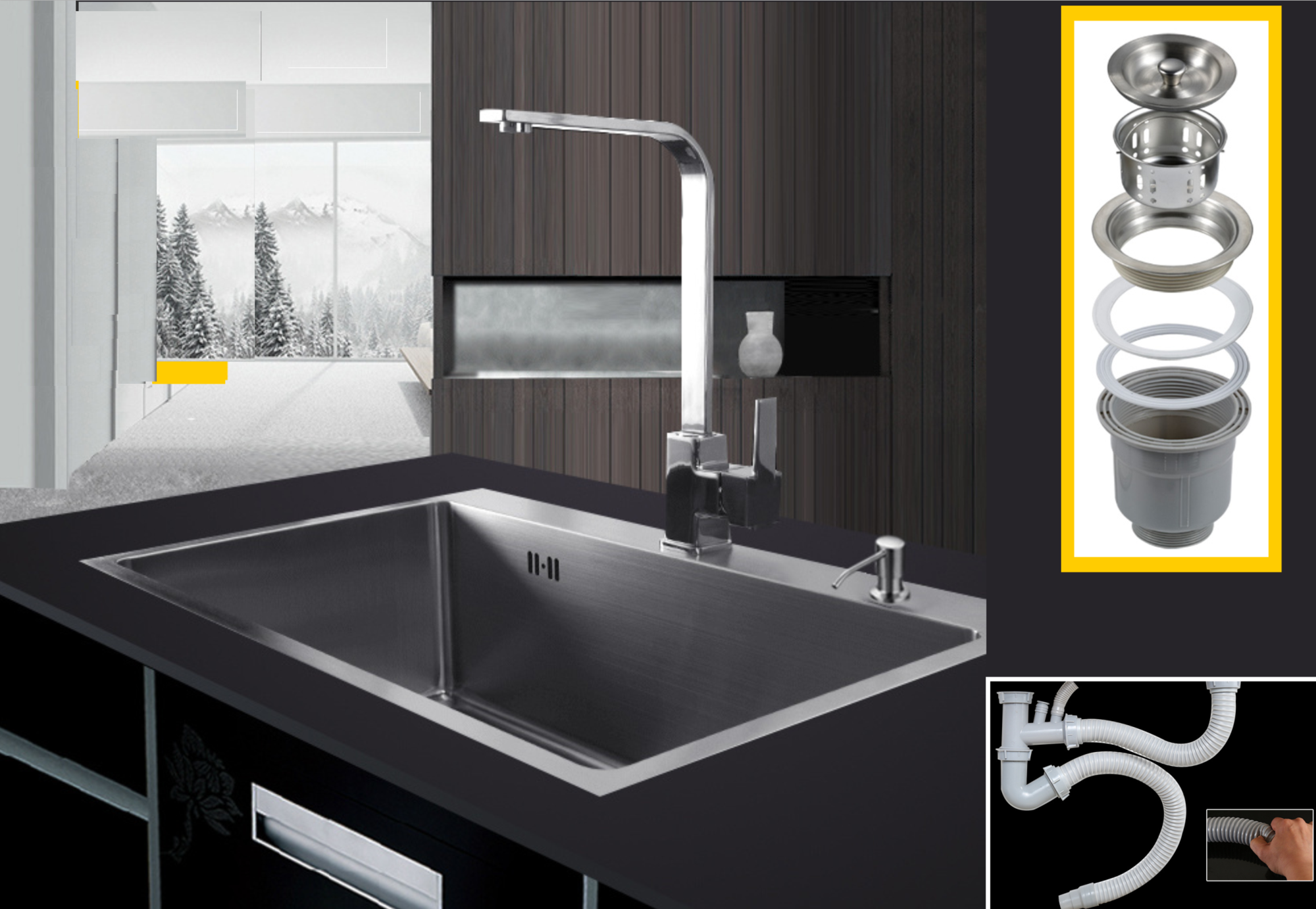 Chậu rửa inox 1 ngăn rộng rãi