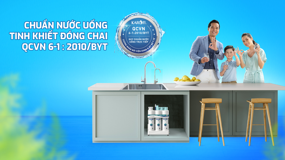 Máy lọc nước Karofi KAQ-US08 RO đạt chuẩn nước uống tinh khiết đóng chai QCVN 6-1:2010/BYT