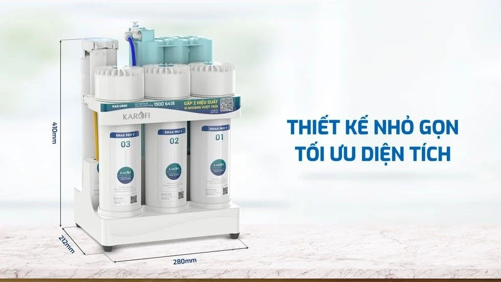 Máy lọc nước Karofi KAQ-U50K RO có thiết kế nhỏ gọn