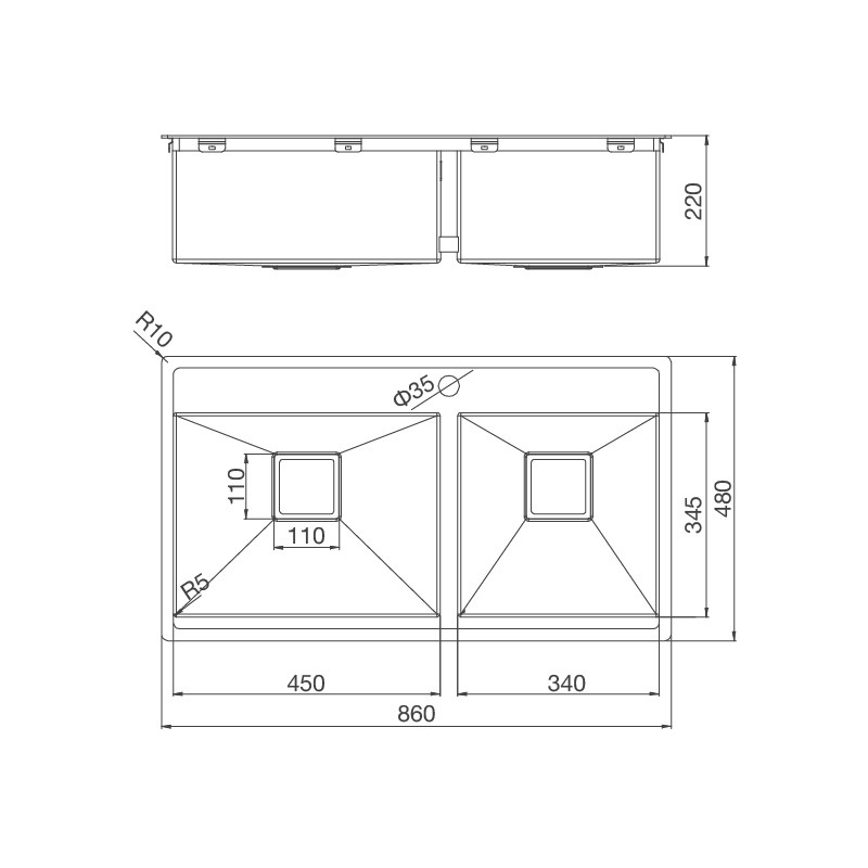Chậu rửa bát malloca MS 6304T