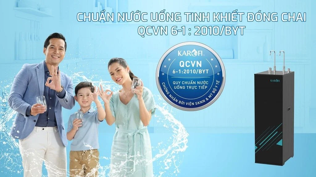 Máy lọc nước Karofi KAQ-F38 RO đạt chuẩn nước uống tinh khiết đóng chai QCVN 6-1:2010/BYT