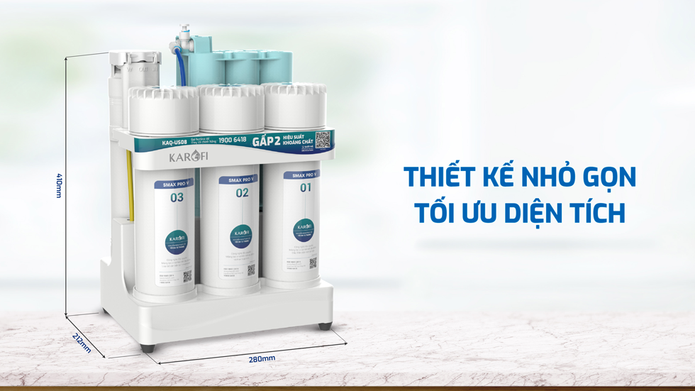 Máy lọc nước Karofi KAQ-US08 RO có thiết kế nhỏ gọn