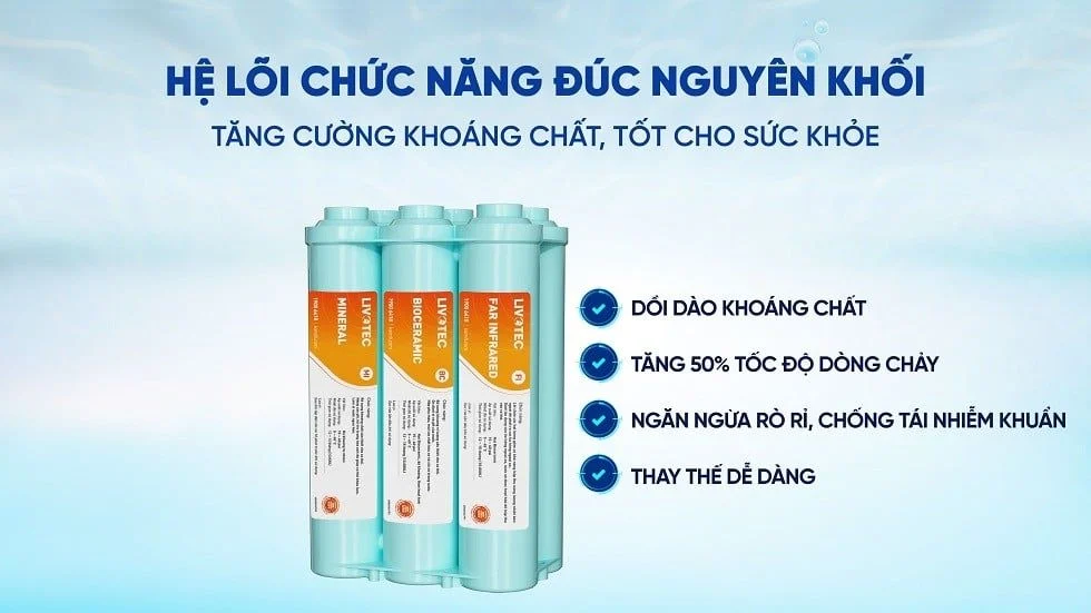 Máy lọc nước Karofi Livotec TG69 nóng nguội có hệ lõi chức năng đúc nguyên khối