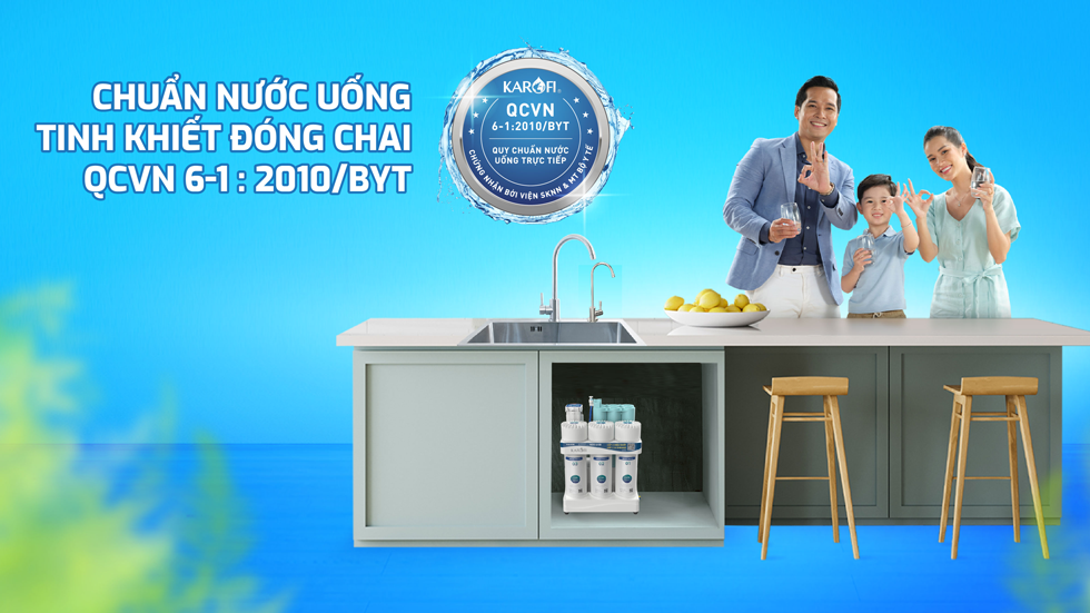 Máy lọc nước Karofi KAQ-UC05 RO đạt chuẩn nước uống tinh khiết đóng chai QCVN 6-1:2010 BYT