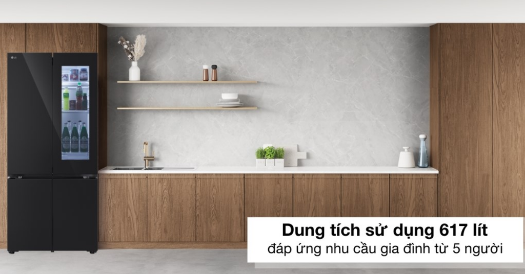 Tủ lạnh LG LFB61BLGAI French Door mặt gương màu đen 617L