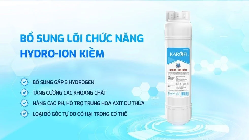 Máy lọc nước Karofi KAE-S68 Hydro-ion kiềm gấp 3 hydrogen