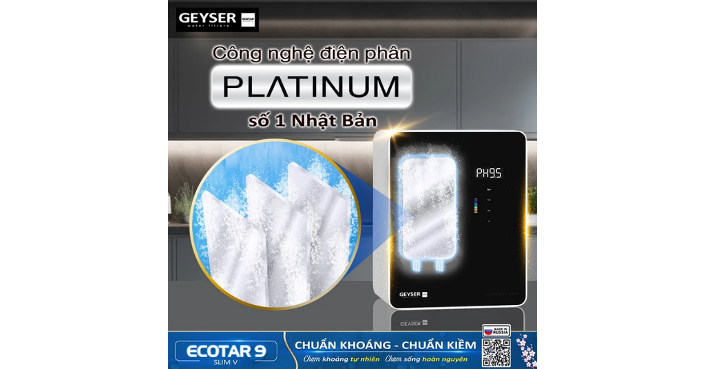 Công nghệ điện phân chuẩn Nhật với 3 tấm điện cực titanium phủ Platinum