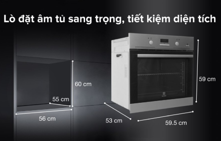 Kích thước phổ biến của một số lò nướng âm tủ hiện nay