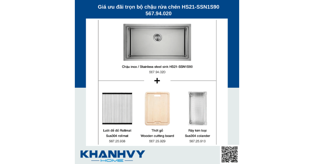 bộ chậu rửa chén Hafele HS21-SSN1S90 567.94.029