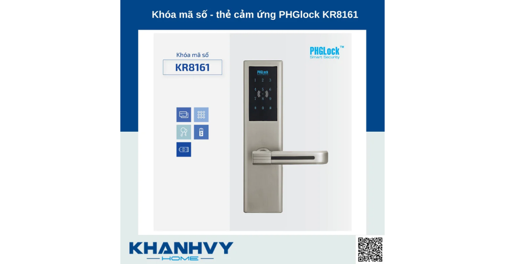 Khóa được làm từ hợp kim cao cấp và bền bỉ, có tuổi thọ sử dụng lâu dài với phương thức mở cửa đa dạng, bao gồm thẻ từ, mã số và chìa khóa cơ