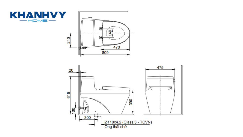 Cấu trúc bồn cầu 1 khối