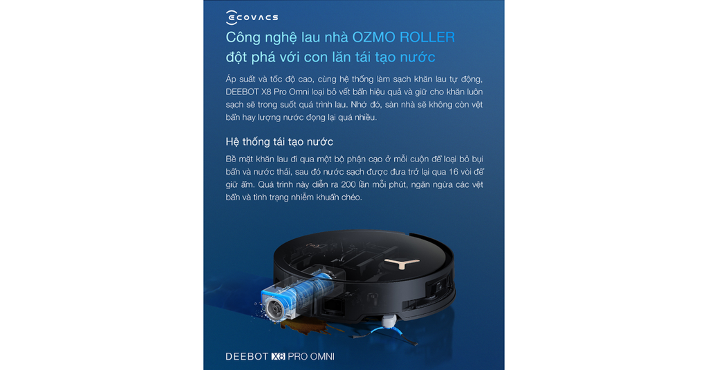 Công nghệ lau OZMO Roller với con lăn xoay liên tục