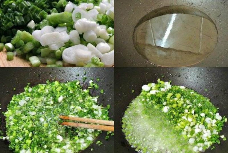 Đảo đều tay khi cho hành vào chảo