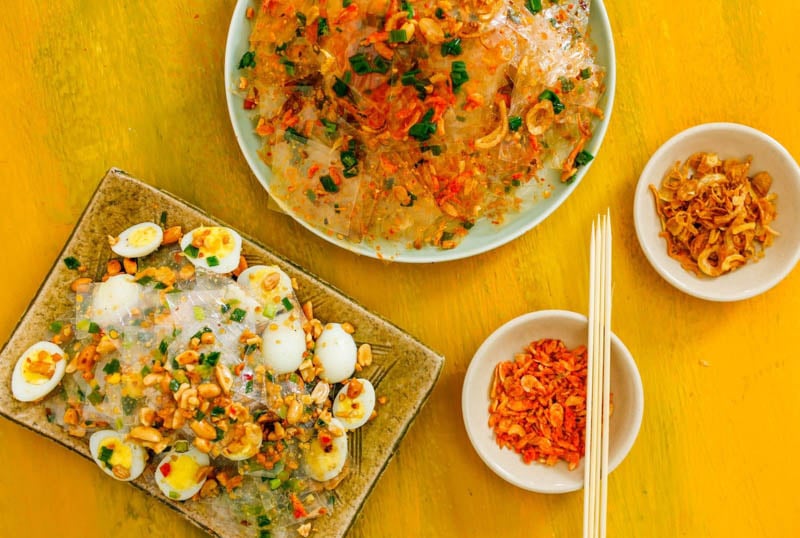  Bánh tráng mỡ hành sa tế tôm và bánh tráng mỡ hành