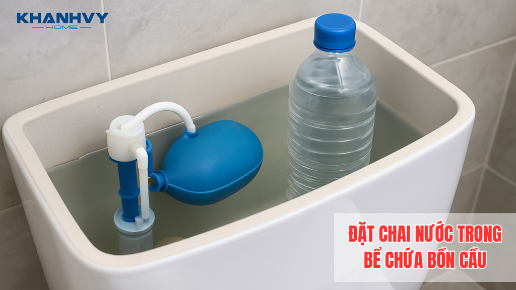 Đặt chai nước vào bể chứa giúp tiết kiệm nước và tăng áp lực xả