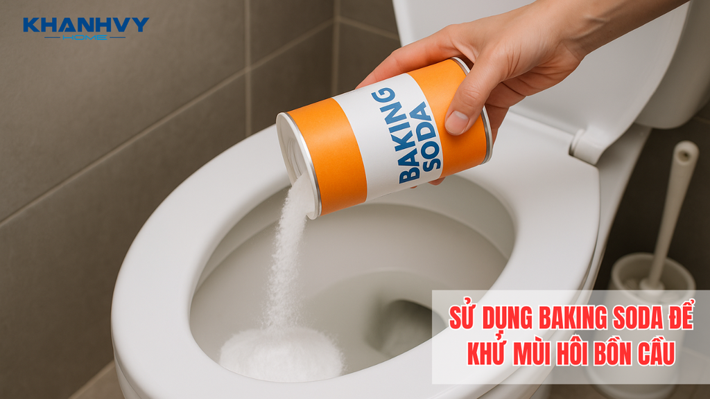 Baking soda giúp khử mùi bồn cầu