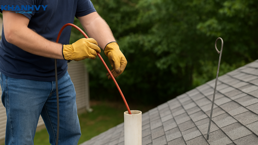 Vệ sinh ống thoát hơi để loại bỏ dị vật gây tắc
