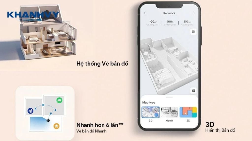 Hệ thống bản đồ 3D thông minh Roborock S8 Max Ultra
