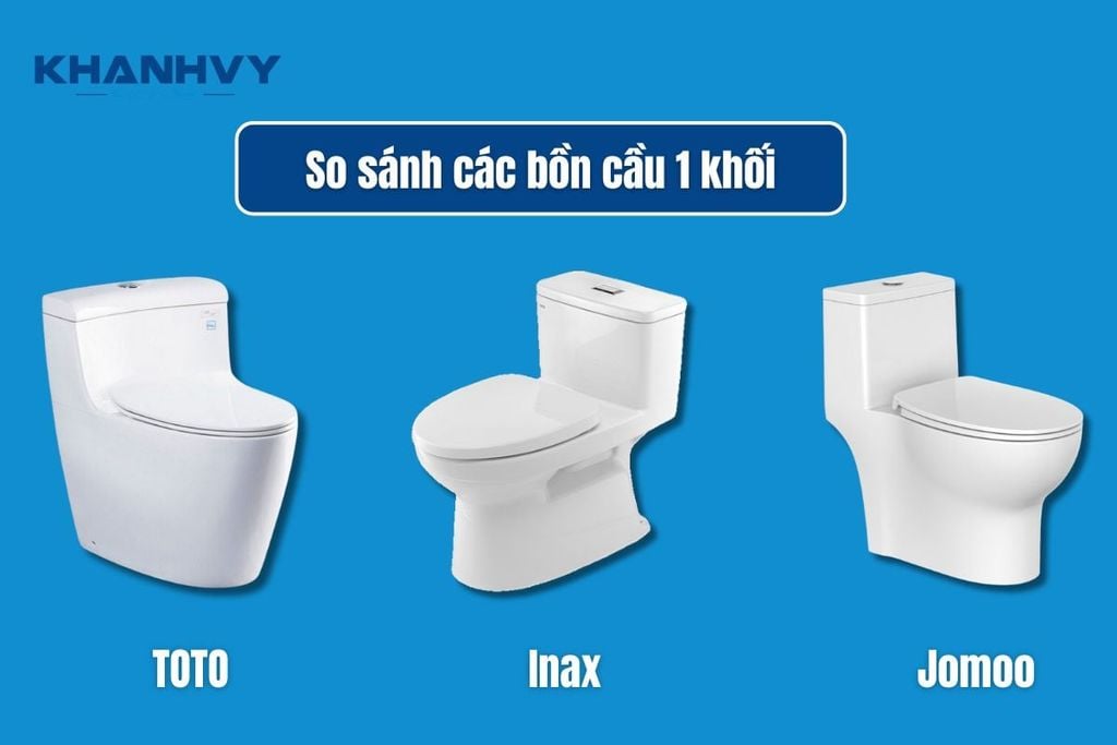 So sánh bồn cầu 1 khối giá rẻ từ các thương hiệu toto, inax, jomoo