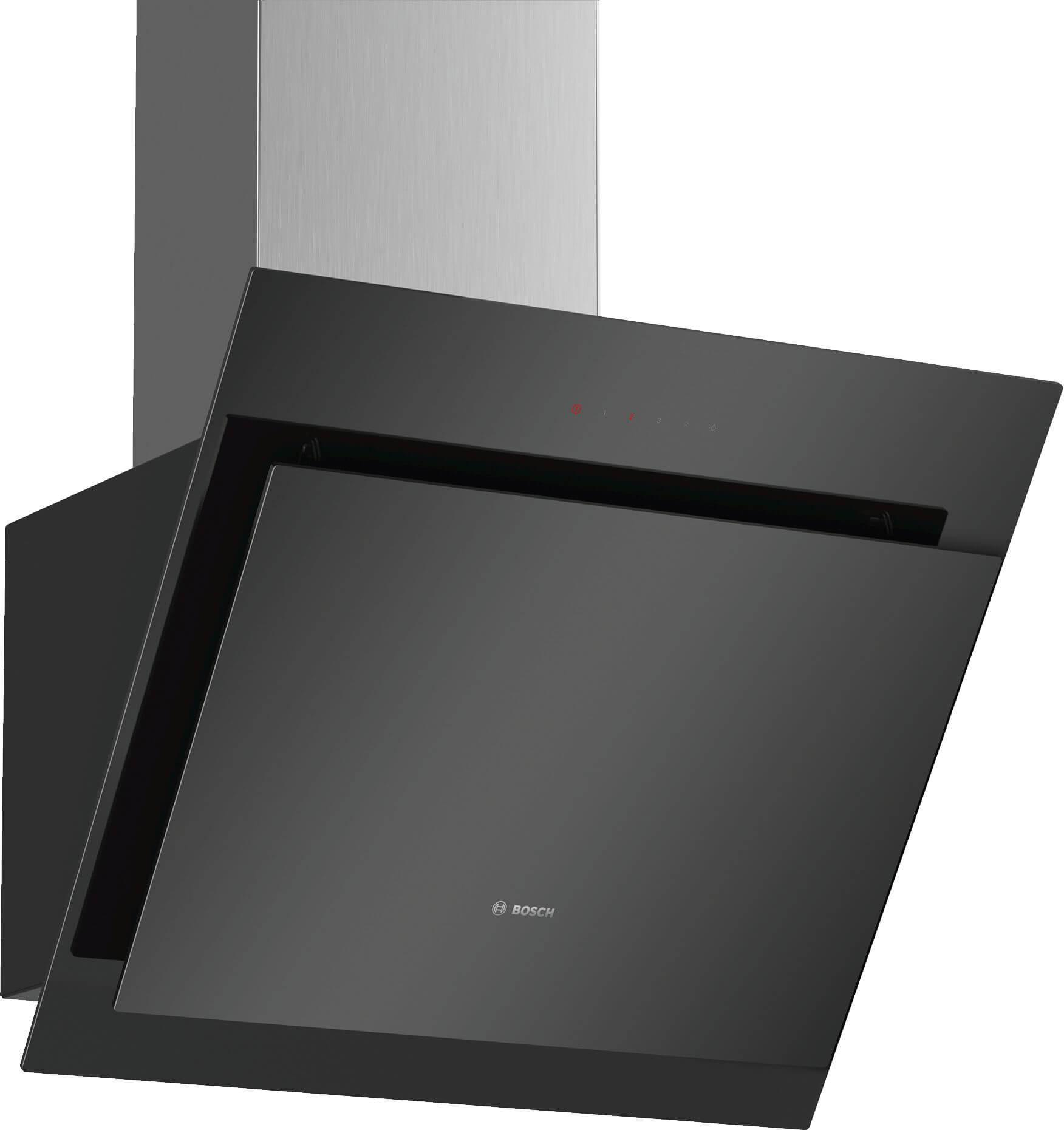 Máy hút mùi Bosch DWK67CM60B áp tường kính nghiêng sang trọng