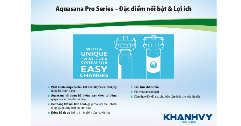 Đặc điểm Máy lọc nước đa năng AOSmith Aquasana Pro-Series FS-HF2-DMU