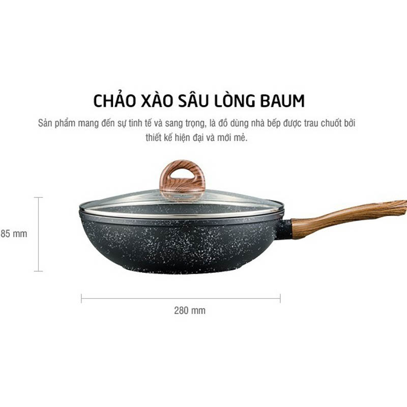 Chảo nhôm sâu lòng chống dính Lock&Lock Baum Marble LBU1285