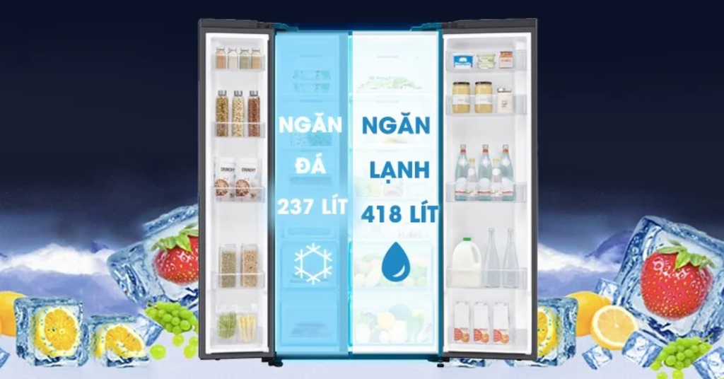 Dung tích 655 lít phù hợp cho gia đình trên 5 người