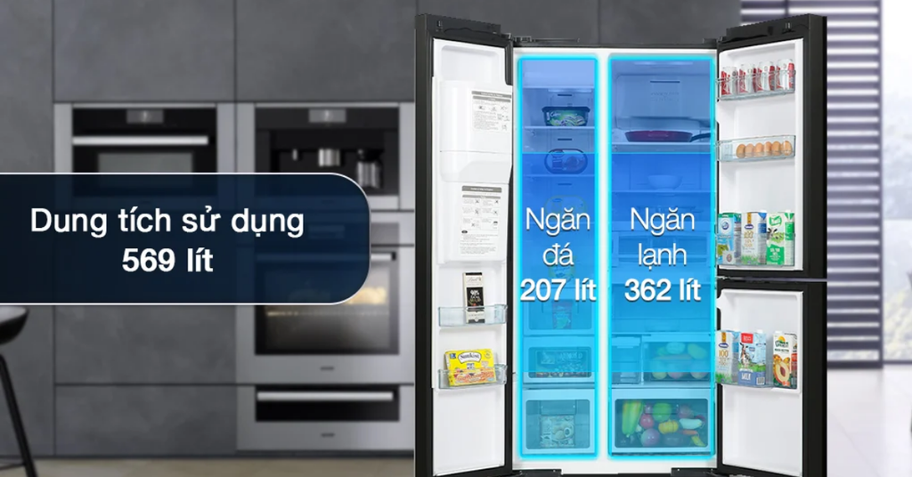 Dung tích lớn 569 lít phù hợp gia đình đông người