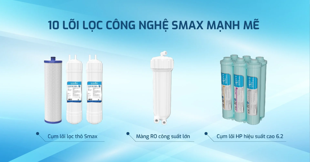 Hệ thống 10 lõi lọc công nghệ Smax mạnh mẽ