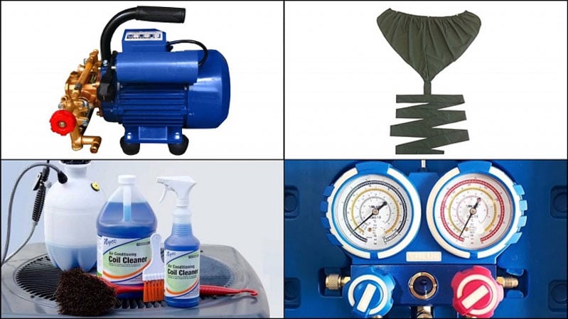  Để vệ sinh máy lạnh an toàn, hiệu quả chúng ta cần sử dụng các dụng cụ chuyên dụng