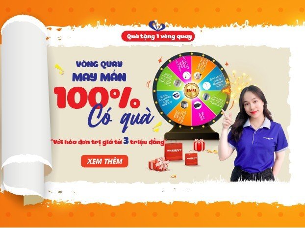 Tham gia vòng quay may mắn 100% trúng các phần quà có giá trị