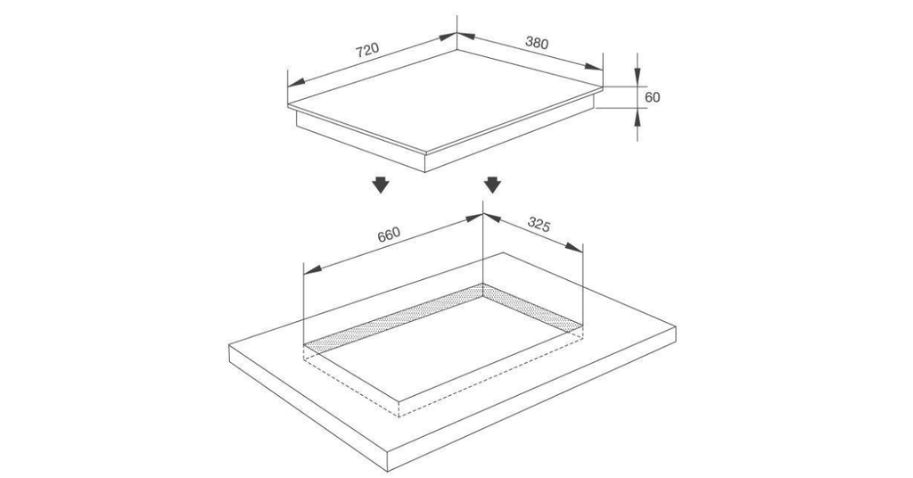 Kích thước khoét đá chuẩn 660x325mm