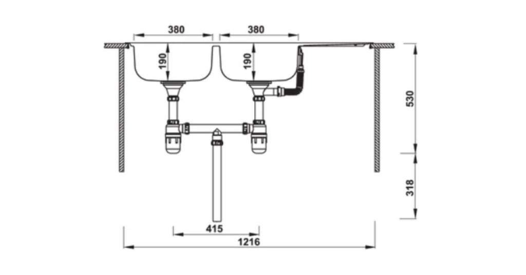 kích thước khoét đá theo tiêu chuẩn 1180D x 480R mm
