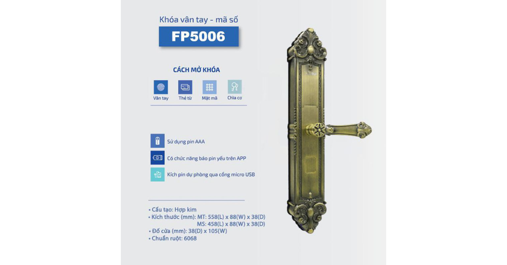 Đặc điểm nổi bật của sản phẩm khóa vân tay PHGlock FP5006GB
