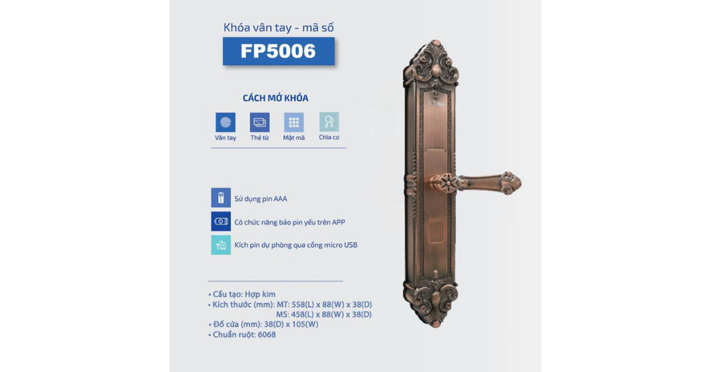 Đa dạng phương thức mở khóa thông minh trên khóa vân tay PHGlock FP5006C