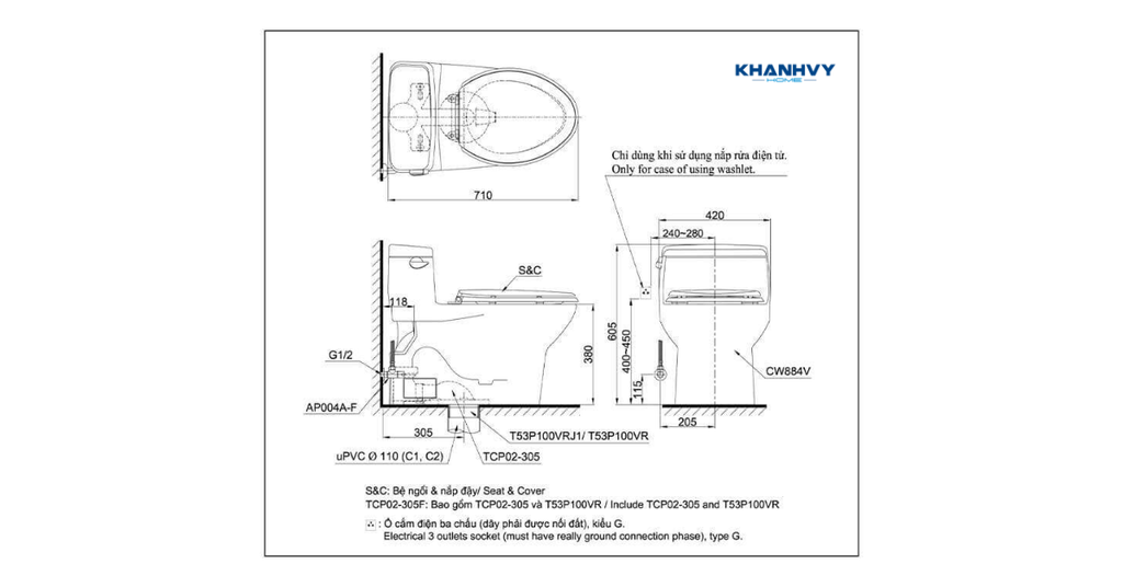 Bản vẽ kích thước bàn cầu một khối TOTO MS884E4