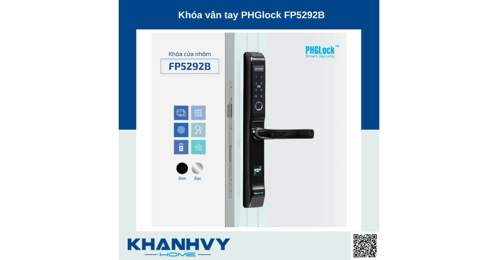 Sản phẩm khóa vân tay PHGlock FP5292B sở hữu thiết kế hiện đại và sang trọng