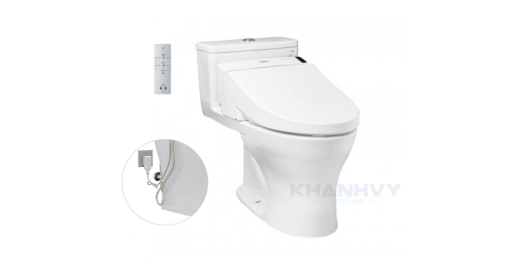 Hình ảnh minh họa sản phẩm Bàn cầu một khối kèm nắp rửa điện tử WASHLET TOTO MS855DW6