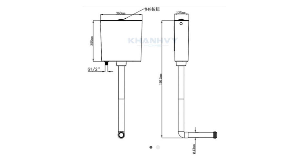 Bản vẽ kỹ thuật của két nước bàn cầu xổm Jomoo P95027-02-2
