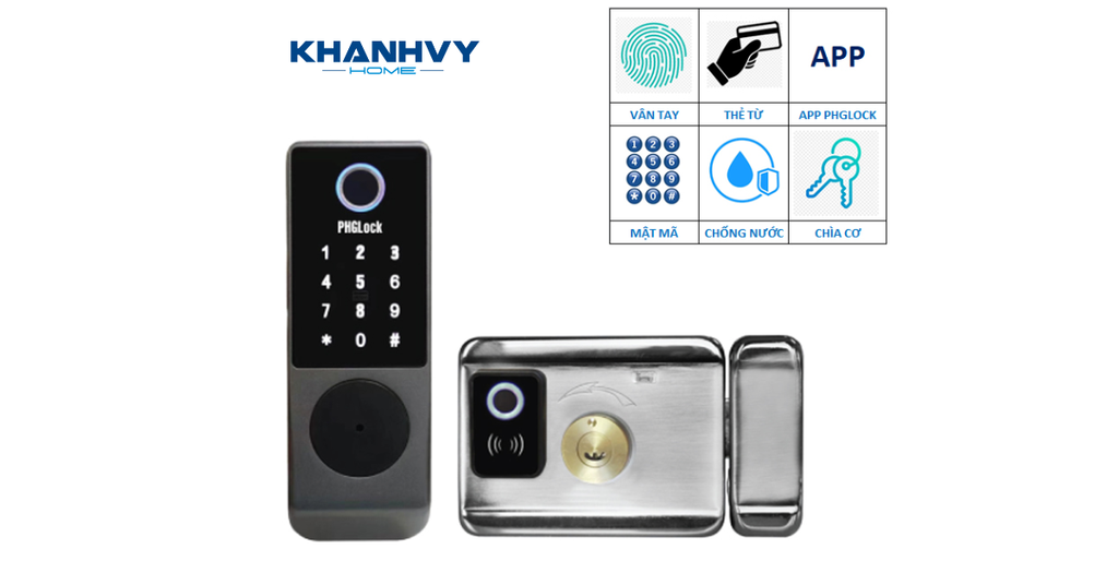 Sản phẩm khóa cổng PHGlock FE36-App-1 tích hợp đa dạng phương thức mở khóa