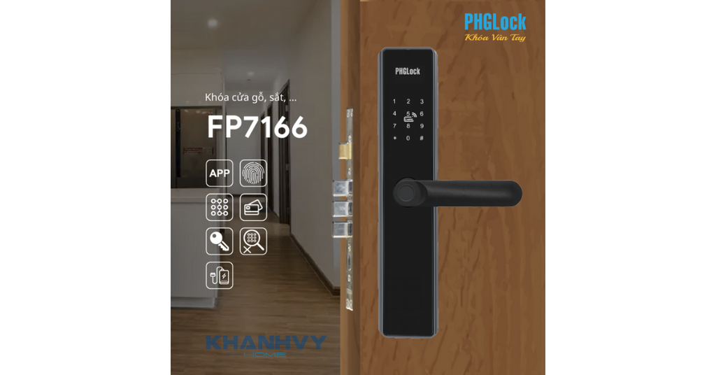 Sản phẩm khóa vân tay PHGlock FP 7166 A tích hợp phương thức mở khóa đa dạng
